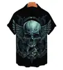Camisa de Manga Larga de Comercio Exterior Transfronteriza Verano Nuevo Moda Casual para Hombre Estampado Digital 3D de Manga Corta