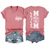 Mãe Sênior 2027 Amazon Wish Site Independente Moda Versátil Feminina Gola V Manga Curta Camiseta Transfronteiriça