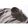 Nice3Rule Roupa de Trabalho Nova Primavera e Outono Camisa Xadrez Retrô com Gola Alta Masculina Manga Longa Xadrez Nc114