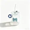 Taza redonda rayada divertida, vidrio simple de borosilicato alto, taza linda de gran capacidad, taza de café y leche para el hogar moderna y simple