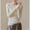 Suéter de Punto Base Hueco Crochet Lana 100% Hilo Yangtze Alemán de Giro Fino Cuello Redondo