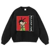 Sudadera con Capucha de Moda Estampada Sudadera con Capucha Vintage Lavada Anime Japonés Oversize Streetwear Sudadera de Cuello Redondo