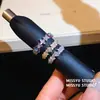 ¡Incrustación poco profunda con brillo! Anillo abierto redondo de espiga de trigo con circonita estilo francés de lujo ligero sensación de alta gama joyería de mano de nicho para mujer