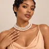 Europeu e americano cross-border venda quente francês retro pérola multicamadas empilhadas vento colar moda feminina elegante colar de alta qualidade