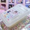 Caja de membrana de maíz para palomitas, caja tipo bolsa Yum, caja de almacenamiento estilo ins, tipo tapa transparente, caja portátil para cuenta manual, a prueba de polvo