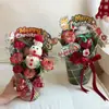 Shangjin Maleta Redonda de Natal Nova Vaso para Arranjo de Flores de Buquê de Véspera de Natal Caixa de Embalagem de Presente Criativa DIY