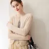 Estilo Minimalista Suave Kangbaolai 75 Cachemir 25 Seda de Morera Cárdigan de Cachemir para Mujer Cuello Redondo Chaqueta de Punto Suave