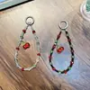 Chaveiro Corrente de Celular com Laço e Contas Pingente Fofo para Mochila de Menina Chaveiro de Carro Pequeno Ornamento de Presente