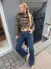 Abrigo de felpa cruzado para mujer, otoño, nuevo estilo chino, con botones, cuello alto, estampado de leopardo, corto, manga larga, estilo callejero vintage