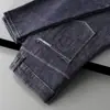 Jeans de Marca de Moda para Hombre Pantalones Tobilleros Delgados Elásticos Estampados Negros Estilo Coreano Ajustados Pierna Estrecha Pantalones Casuales de Moda para Hombre