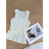 Camisola de Hielo Tejida sin Mangas con Escote en V y Ribete de Encaje Puro Deseo Ropa de Verano para Mujer Top Corto Ajustado Estilo Hot Girl