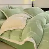 Conjunto Completo de 4 Peças A-class Retrô Tridimensional Totalmente Fosco Esculpido Leite Fleece Meilade Outono/Inverno Espessado Quente Adicionado Fleece Capa de Edredom 1