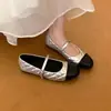 Sapatos de Bico Quadrado Acolchoados Color Block Estilo Chanel para Mulheres, Novos Sapatos Franceses para o Trabalho da Primavera de 2026, Sapatos Mary Jane de Uma Tira