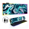Mouse Pad Luminoso RGB Fluido Abstrato Teclado Gamer E-Sports Pad Espessado para Mesa de Escritório LED Colorido Tamanho Grande