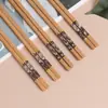 Pauzinhos de Bambu, Naturais, Uso Doméstico, Resistentes a Mofo, Resistentes a Altas Temperaturas, 5 Pares, Não Mofam, Antibacterianos, 10 Pares, Antiderrapantes, Resistentes a Óleo, Pauzinhos de Bambu