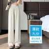 Calça de alfaiataria feminina de corte reto, nova coleção primavera/verão 2026, cintura alta, casual, adequada para baixinhas, com caimento fluido, preta, para trabalho ou deslocamento, com bolsos