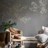 Decoración de Revestimiento de Pared Pincelada Fina Arte de Flores y Pájaros Papel Tapiz Lujoso B&B Papel Tapiz de Fondo de TV Estilo Chino Sala de Estar Dormitorio Mural