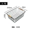 Cesta de Almacenamiento para Encimera de Cocina Transfronteriza Sin Tapa, Cesta de Almacenamiento para Artículos Varios de Escritorio para el Hogar, Cesta de Almacenamiento de Hierro con Mango de Madera Estilo Europeo