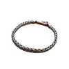 Plata de Ley S925 Versión Fina Tejido a Mano Liso Minimalista Pulsera para Hombre Moda Personalizada Más Vendido Artículo al por Mayor