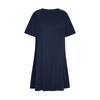 Ropa de Mujer Transfronteriza Europea y Americana Amazon Manga Corta Talla Grande Color Sólido Cuello Redondo Vestido Largo Camiseta para Mujer con Diseño de Color Contrastante para Viajar al Trabajo