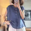 Camisa Verde Sem Mangas Feminina 2026 Verão Nova Solta Tamanho Plus Elegante Redutora de Idade Casual Modeladora Camisa Top
