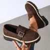 Sapatos Femininos Plus Size Transfronteiriços Estilo Britânico Mocassins Moda Feminina Versátil Retro Casual Salto Bloco Solado Grosso Sapatos de Uma Sola