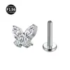 Aleación de Titanio F136 Zircón 5A Mariposa Labio Uña Rosca Interna Pendiente Uña Pendiente Hueso de la Oreja Uña Perforación Humana Joyería