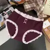5172 color caramelo retro, bloques de color, fino, dulce, algodón puro, ropa interior para mujer, amigable con la piel, ajustado a la cadera, bragas de triángulo de talle medio para niñas, estilo nuevo