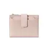 Cartera corta para mujer de gran capacidad estilo japonés y coreano, de mano transfronteriza, con pliegue del 20%, cremallera, cartera de PU, bolsa plateada, tela financiera