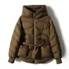 Recuse volume, cintura fina, leve, jaqueta de plumas de alta qualidade, jaqueta puffer feminina com capuz, jaqueta feminina de 95% plumas de ganso branco