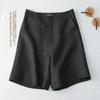 Pantalones Cortos Versátiles de Verano 2026 para Mujer Cintura Elástica Sueltos Adelgazantes Pierna Ancha Casual Color Sólido Pantalones de Lino