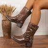 Botas Martin de Suela Gruesa para Mujer, Botines Vaqueros Western de Tacón Grueso, Nuevas Botas de Montura Marrones Estilo Británico Retro para Primavera y Otoño 2026