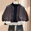 Jaqueta Feminina Primavera e Outono 2026 Novo Estilo Acabamento em Renda Jaqueta de Couro Menina Top Estiloso Comércio Exterior Dropshipping