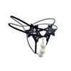 Calcinha Sexy com Abertura e Pérolas Grandes para Mulheres, Tanga Massageadora, Tamanho Grande, Tanga de Não Remoção, Lingerie Sedutora N06