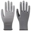 Luvas cinzas com palma revestida em PU, luvas de proteção para o trabalho para fábrica eletrônica livre de poeira, revestimento antiestático, atacado luvas pretas cinzas com palma revestida