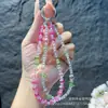 Cadena de Teléfono Móvil de Cristal Rueda Simple Perla Plana Cadena Doble Cadena Colgante de Teléfono Móvil Colorida Cadena de Cuerda de Perlas Hecha a Mano Llavero DIY