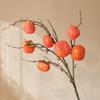 Adornos de Caqui Fruta Decoración de Pasillo Flores Falsas Jarrón Decoración Arreglo Floral Sala de Estar Mueble de TV Ramas Secas
