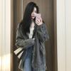 Jaqueta de Tricô Shijia 2024 Inverno com Franjas Decote V Manga Longa Cardigan Retrô Suéter Feminino Preguiçoso de Comprimento Médio