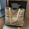 Bolsa de mano grande de lona tejida para clases y desplazamientos, nueva bolsa de mano estilo étnico 2026 para mujer, bolso de hombro versátil