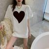 Camiseta blanca de manga corta de longitud media europea para mujer, top de algodón holgado de talla grande a la moda para verano y primavera 2024