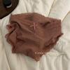 Bomba francesa de creme calcinha de renda de cintura média feminina Algodão Quatro Estações renda antibacteriana menina sexy cintura média simples
