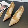 Otoño 2026 Nuevos Zapatos de Tacón Alto Punta Fina Tacón de Aguja Pedrería Zapatos de Boda Zapatos de Dama de Honor Zapatos de Fiesta Bajos 969-ES215