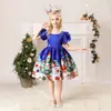 Nuevo vestido de cena navideña para niñas europeas y americanas de Amazon, vestido de fiesta de actuación para niñas.