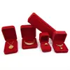 Caja de Terciopelo para Joyería Caja Roja para Anillo Colgante Pulsera Caja Roja para Almacenamiento de Anillo Collar Pulsera