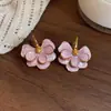 Pendientes Colgantes de Flor de Goteo de Aceite de Aguja Plateada, Frescos y Dulces, Pendientes de Verano Simples y Versátiles, Pendientes de Nicho de Gama Alta para Mujer