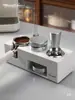 Dispensador de polvo, pisón de café, juego de tres piezas, soporte para pisón de máquina de café, martillo pisón, herramienta de almacenamiento