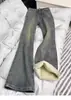 Jeans Rectos Gruesos con Forro de Polar Talla Grande para Mujer Otoño e Invierno 2025 Cintura Alta Adelgazantes Elásticos Pantalones de Campana