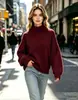 Ropa de mujer transfronteriza 2026 suéter liso de cuello semi-alto para mujer, top de punto de otoño e invierno, camiseta básica, estilo nuevo