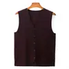Suéter Masculino Outono 2026, Cardigan Jacquard Liso, Gola de Cavalheiro para Negócios, Design de Colete de Lã Masculino, Roupa Masculina sem Mangas