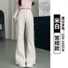 Pantalones deportivos grises acampanados para mujer, nuevo modelo primavera y otoño 2026, de cintura alta, fluidos, aptos para petite, pants de felpa con forro polar